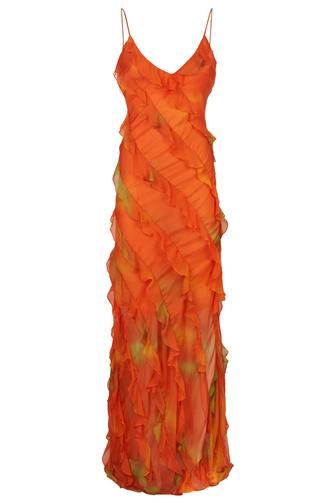 Maxi Chiffon Dress, Tropical Dress, Chiffon Maxi Dress, Floor Length Dresses, Unique Dresses, Bride Bridal, Orange Dress, Wedding Bridesmaids, Guest Dresses