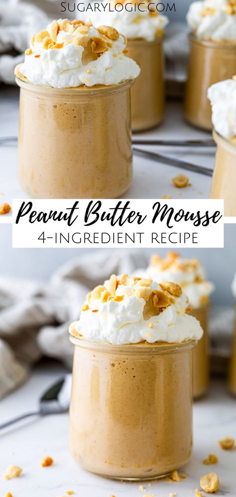 Peanut Butter Mousse Filling, Peanut Butter Chocolate Mousse, Peanut Butter Mouse, Peanut Butter Mousse Pie, Chocolate Peanut Butter Mousse, Peanut Butter Fluff, Peanut Butter Substitute, Peanut Butter Pudding, 4 Ingredient Desserts