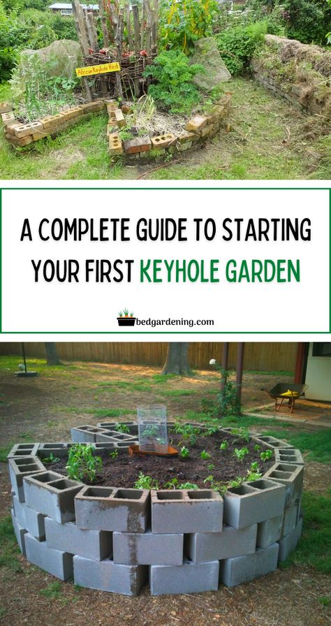 A complete guide to starting your first Keyhole Garden. A keyhole garden is a circular raised bed. You grow crops in the outer circle and the center portion has a composting basket. Due to the old-fashioned skeleton-keyhole shape, it has been given this name. You throw kitchen scrapes and grey-water into the compost basket daily. This will help to recharge the soil to encourage development in the plants. Keyhole Garden Layout, Key Hole Garden Design, Keyhole Garden Design, Garden Design Layout Landscaping, Beginners Gardening, Fruit Growing, Keyhole Garden, Building Raised Garden Beds, Garden Therapy