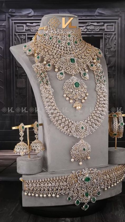 Indian Diamond Jewellery, Bridal Jewelry Sets Brides, Wedding Jewelry Sets Bridal Jewellery, Bridal Diamond Necklace, Indian Wedding Jewelry Sets, Diamond Bangles, Diamond Jewelry Set, American Diamond Jewellery, Indian Bridal Jewelry Sets