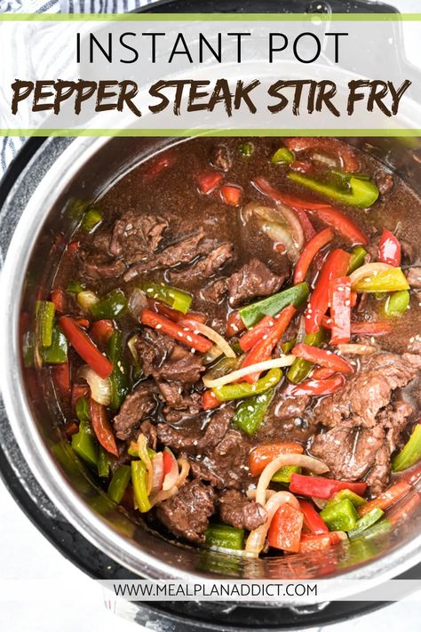 Pepper Steak Recipe Instant Pot, Instant Pot Pepper Steak Recipe, Instant Pot Pepper Steak, Cooked Peppers, Peper Steak, Pepper Steak Stir Fry, Meal Prep Lunches, Steak Stir Fry, Pepper Steak Recipe