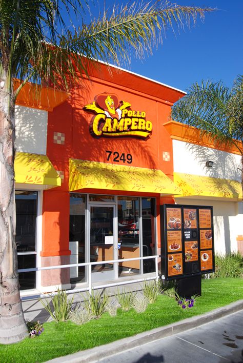 We created this bold and bright signage for Pollo Campero, who has been serving up a taste of Latin America to their customers for over 40 years. Visit www.campero.com to find the location nearest you. www.visiblegraphics.com Coffee Drive Thru, Sign Design Ideas, Japan Ramen, Japanese Restaurant Design, Store Entrance, Small Restaurant Design, Container Restaurant, Restaurant Exterior, Small Restaurant