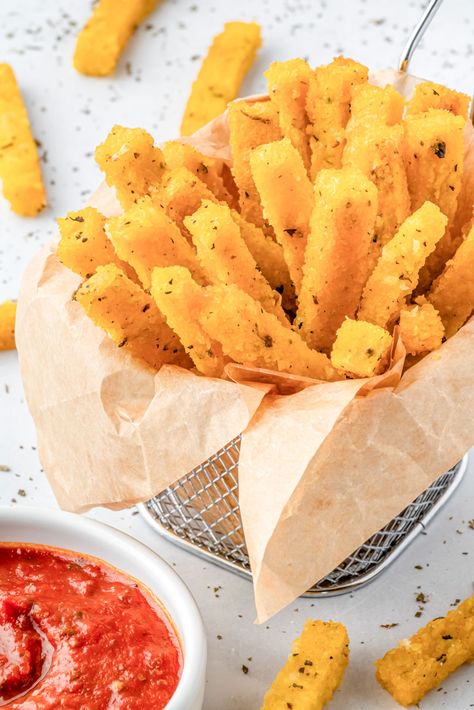 Make these Air Fryer Polenta Fries as the perfect side dish for a quick weeknight dinner! With the option to customize with your favorite seasonings, this is a versatile recipe with a satisfying and comforting result. Polenta Chips Air Fryer, Polenta Fries Air Fryer, Air Fryer Polenta, Fried Polenta Recipes, Polenta Fries, Polenta Recipes, Best Air Fryer, Best Air Fryers, Fries Recipe