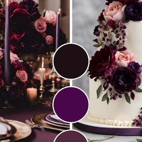 Francisca's Bridal on Instagram: "Explore these stunning dark purple, burgundy, and pink wedding color ideas for inspiration to help you create your dream wedding color palette! 💍✨ #weddingcolorideas #weddinginspiration #franciscasbridal READ--> https://franciscasbridal.com/purple-and-burgundy-wedding-beautiful-ideas/" Wedding Dark Color Schemes, Wine Wedding Colors Palette, Deep Purple Wedding Theme, Burgundy And Mauve Wedding, Wedding Color Palette Purple, Purple And Red Wedding Theme, Deep Pink Wedding, Purple And Black Wedding Theme, Fall Jewel Tone Wedding