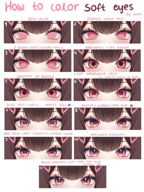 How To Render Eyes Digital Art, Manga Tutorial, Eye Drawing Tutorials, Paint Brush Art, How To Shade, Digital Art Beginner, Art Tools Drawing, Sketches Tutorial, Anime Eye Drawing