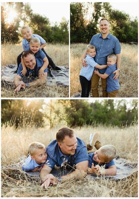 Boise Family Sunrise Photo Session, Boise Family Photography, Photos of dad with sons, Photos of dad with brothers Father And 2 Sons Photography, Father Son Fall Pictures, Brothers Fall Photoshoot, Brother Family Pictures, Father Sons Photoshoot, Dad And 3 Kids Photoshoot, Single Dad Photoshoot, Brothers Poses Photography, Dad And Me Mini Session Ideas