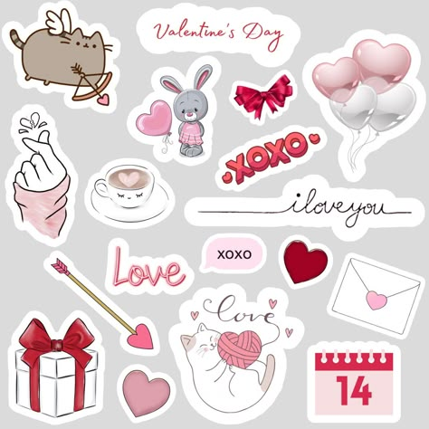 Love Stickers For Journal, Cute Valentines Stickers, Cute Stickers Printable Journal Cards, Aesthetic Stickers Love, Cute Love Stickers Printable, Stickers Printable Love, Stickers Aesthetic Love, Love Stickers Printables Scrapbooking, Love Stickers Printable