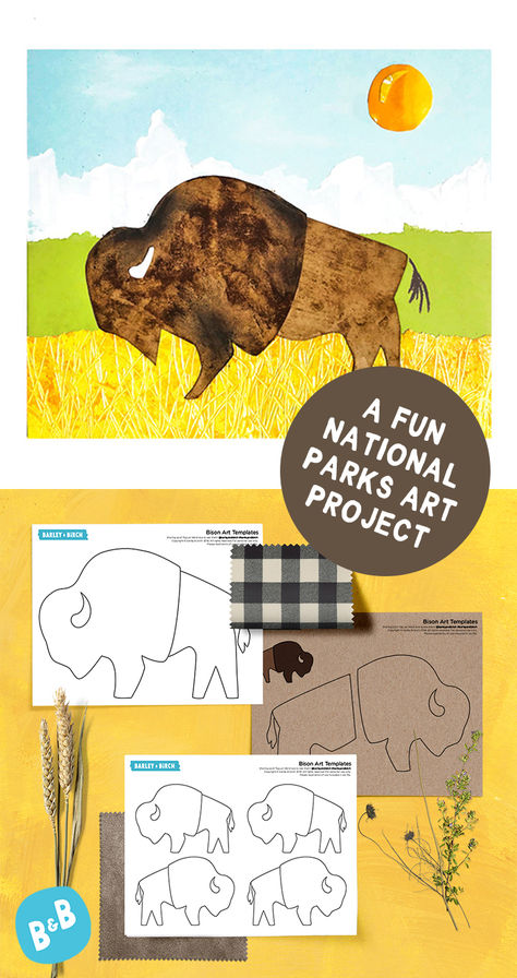 Our wild bison art national parks animal craft for kids and printable bison templates Grassland Animals Crafts, Buffalo Craft, Bison Craft Preschool, Wampanoag Crafts For Kids, The Buffalo Are Back Activities, Recycle Art Projects For Kids, Great Plains Indians Project, Wolf Habitat Projects For Kids, Native American Art Projects For Kids