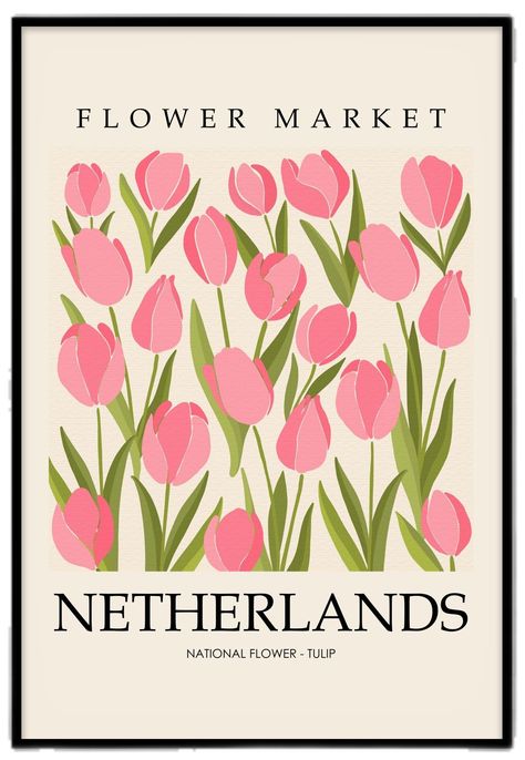 More Fleurs Poster, Flower Market Tulips, Pink Posters Vintage, Cute Room Posters Free Printable, Tulip Room Decor, Pinterest Wall Pictures, Pink Wall Art Aesthetic, Aesthetic Frames For Room, Posters On Wall Bedroom Room Ideas