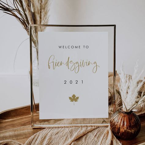 Friendsgiving Welcome Sign, Thanksgiving Welcome Sign, Friendsgiving Sign, Calligraphy Welcome Sign, Friendsgiving Decor, Calligraphy Welcome, Thankful Sign, Friendsgiving Party, Modern Luxe