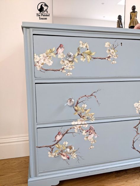 Vintage Light Blue Bedroom Dresser Chest of Drawers Dressing - Etsy UK Bedroom Chest Of Drawers Decor Ideas, Blue Bedroom Dresser, Blue And Cream Bedroom, Chest Of Drawers Decor, Dressing Table And Chest Of Drawers, Light Blue Bedroom, Room Improvement, Shabby Chic Diy Projects, Mirror Crystal