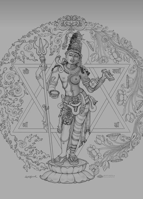 Harihara God Images, Ink Tattoo Design, Red Tattoo Ideas, Red Ink Tattoo, Indian Traditional Paintings, Ancient Indian Art, Ancient Drawings, Red Tattoo, Kerala Mural Painting