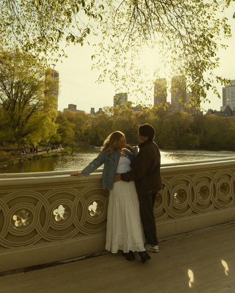 when the sunlight turns to gold, meet me at the bow bridge #couplesphotography #storytellingphotography #cinematicphotography #nycphotographer #nycphotography #centralparkphotography #newyorkcityphotography Couple Bridge Photos, Bridge Couple Photoshoot, Bridge Photoshoot, Night Shoot, Storytelling Photography, Nyc Photography, Cinematic Photography, Couples Photos, May 31