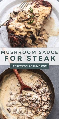 Mushroom Sauce For Steak, Steak Diane Recipe, Steak Toppings, Sauce For Steak, Steak Sauce Recipes, Steak Diane, Mushroom Sauce Recipe, Bumbo, Makanan Diet