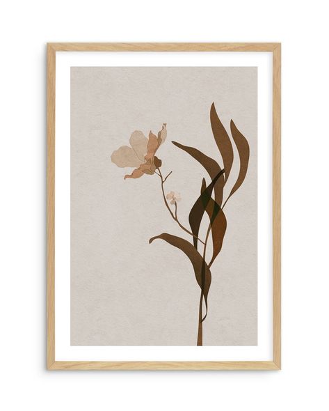 Artwork - Brown Flower Graphic Art Print Framed: Oak - White - Black – Olive et Oriel Coastal Art Prints, Australia Wall Art, White Artwork, Brown Flower, Small Framed Art, Brown Art, Unframed Art Prints, Unframed Wall Art, Flower Graphic