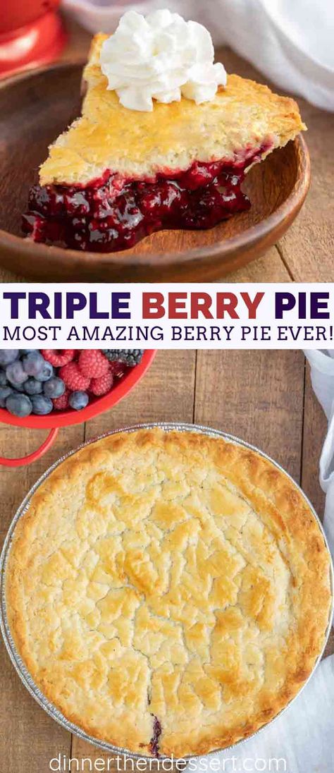 Christmas Pie Crust, Mixed Berry Pie Recipe, Berry Pie Recipe, Triple Berry Pie, Yummy Pies, Mixed Berry Pie, Baking Pies, Homemade Pie Crust, Fruit Tart Recipe