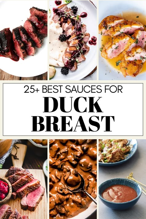 Wondering what the best sauces for duck breast are? I’ve got you covered with this handy guide. These sauces pair with all your favorite duck recipes. Homemade Duck Sauce, How To Make Duck Sauce, Recipes For Duck, Sauce For Duck, Duck Ideas, Duck Recipes Breast, Duck Breast Recipes, Duck Orange Sauce, Cherry Sauce For Duck