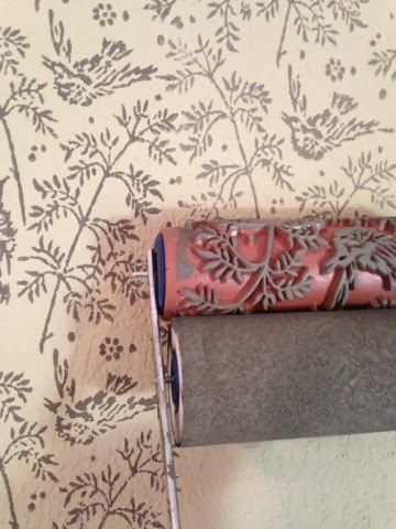 How To- Patterned Paint Roller, fun faux finish technique, in a bird pattern...looks like a stencil, but a lot easier to do! Theraggedwren.blogspot.com Paint Rollers With Designs, Floor Stencils, Patterned Paint Rollers, Not Wallpaper, Paint Rollers, Cream Paint, Flat Paint, Spring Birds, Vintage Floral Design