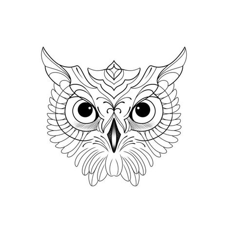 Owl Face Tattoo Design, Owl Outline Tattoo, Owl Face Tattoo, Owl Outline, Geometric Owl, Rib Tattoos For Women, Vintage Tattoo Design, Animal Tattoo Ideas, Cute Owls Wallpaper