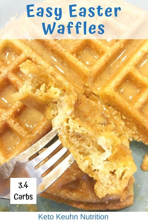 Simple Flourless Keto Waffles: This easy low carb Easter brunch recipe has the option to be nut free. Come learn how these are also dairy free. Easy Low Carb Breakfast, Bright Line Eating Recipes, Keto Waffles, Keto Breakfast Smoothie, Low Carb Waffles, Recipe For One, Dairy Free Low Carb, Waffle Maker Recipes, Dairy Desserts