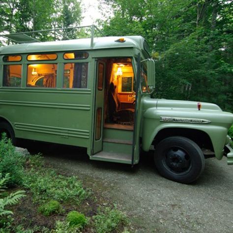 Chevy Viking Short Bus Restoration | Outside Online Short Bus, 2024 Vision, School Bus, Tiny House, Chevy, Vision Board, Green, Quick Saves