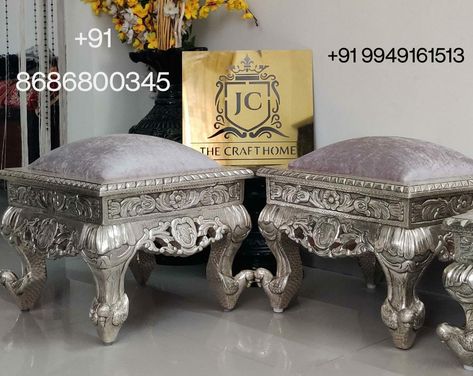 German silver wedding pooja stool | silver Pelli peetalu | gade peetalu | silver peetha | wooden chowki | silver bajot
.
.
.
#jcthecrafthome #silverpellipeetalu #gadepeetha #silverantiquechowki #silverstool #germansilverweddingstool #puresilverpoojaseater #silverluxurystool #silverfurniture #silvercarvedchowki #poojaroomstool 
#silverstorehyderabad #weddingstool #silvermarriagestool Pooja Stool, Kundan Jewellery Bridal, Silver Furniture, Pooja Items, Silver Pooja Items, Jewellery Bridal, Antique Bridal Jewelry, Pooja Room, Pooja Rooms