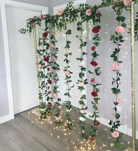 Hanging Roses Backdrop, Diy Floral Garland Backdrop, Baby In Bloom Shower Ideas Backdrop, Floral Garland Backdrop, Baby In Bloom Backdrop, Color Palette Moody, Fall Bedroom Aesthetic, Flower Garland Backdrop, Fall Bedroom Ideas