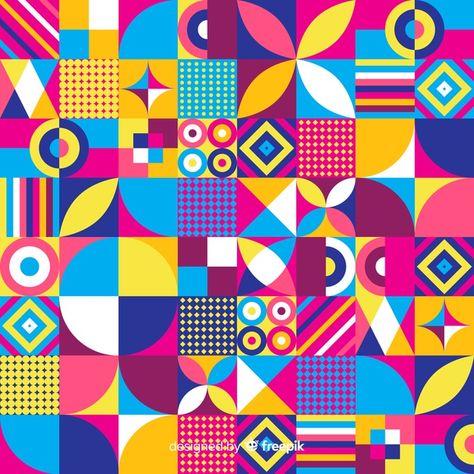 Colorful geometric shapes mosaic background Cute Geometric Pattern, Colorful Geometric Pattern, Geometric Mosaic, Geometric Art Background, Background Colorful, Shape Pattern, Circle Geometric Design, Colorful Patterns Geometric, Geometrical Pattern