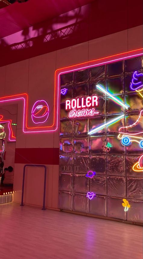 Retro Skating Rink, 70s Roller Skating Aesthetic, Rollerskating Rink Aesthetic, Roller Skating Aesthetic Wallpaper, 80s Roller Rink Aesthetic, Retro Roller Rink, Skate Rink Aesthetic, Rendezvous Aesthetic, Pink Roller Skates Aesthetic