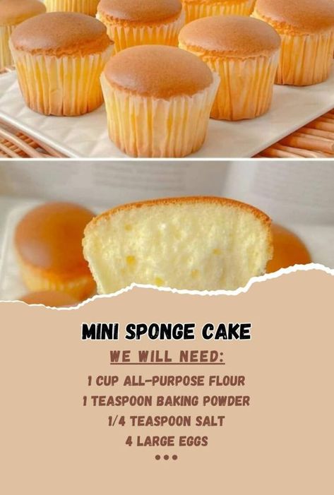 Chinese Sponge Cake, Cake Recipes Easy Homemade, Cake Recipes Easy, Baking Recipes Desserts, Sponge Cake Recipes, Sweet Dishes Recipes, Quick Recipes Snacks, Easy Baking Recipes Desserts, Baked Dessert Recipes