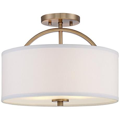 Halsted Warm Brass Semi-Flush 15" Wide Ceiling Light Bronze Ceiling Lights, Brass Ceiling Light, Contemporary Ceiling Light, Brass Ceiling, Flushmount Ceiling Lights, Semi Flush Ceiling Lights, Hallway Lighting, Bedroom Ceiling Light, Pendant Lamps