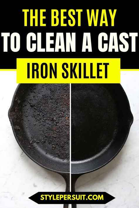 Cleaning a cast-iron skillet can seem daunting due to its unique properties, but with the right techniques, you can keep your skillet in excellent condition. Checkout a step-by-step guide on how to clean a cast-iron skillet: Rusty Cast Iron Skillet, Cleaning Cast Iron Pans, Restore Cast Iron, Cleaning Cast Iron Skillet, Season Cast Iron Skillet, Seasoned Cast Iron Pan, Cast Iron Care, Enamel Dutch Oven, Cast Iron Cleaning