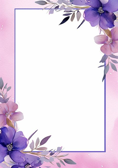 purple modern with flowers aesthetic page border Purple Template Aesthetic, Flower Cover Page, Purple Frame Border, Flower Border Design Aesthetic, Frame Border Design Aesthetic, Purple Background With Flowers, Beautiful Border Designs For Projects, Purple Flower Border, Purple Flowers Aesthetic