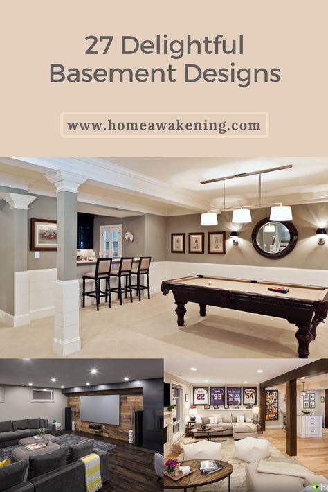 27 delightful basement ideas #basement #finishedbasement #homedesign Room Ideas Basement, Basement Bathrooms, Basement Living Room, Open Basement, Basement Decoration, Contemporary Basement, Basement Bar Ideas, Dream Basement, Basement Lighting