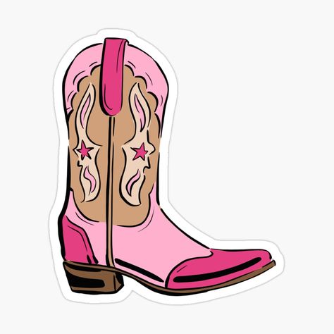 Get my art printed on awesome products. Support me at Redbubble #RBandME: https://www.redbubble.com/i/sticker/Pink-Cowboy-Boot-by-alexnoellejones/146509953.EJUG5?asc=u Cartoon Cowgirl Boots, Animated Cowboy Boots, Cowboy Hat And Boots Drawing, Drawing Cowboy Boots, Cowboy Boots Clipart, Cowboy Boots Sticker, Cowboy Boot Sticker, Cowboy Boots Cartoon, Cartoon Cowboy Boots