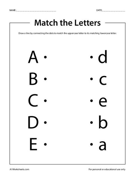 Match the Letters A-E Worksheet Match The Same Letter Worksheet, Matching Letters Worksheets, Letter E Worksheet, Match The Letters, Letter Matching Worksheet, Printable Worksheets For Kindergarten, Free Printable Alphabet Worksheets, Shape Worksheets For Preschool, Printable Worksheets For Kids