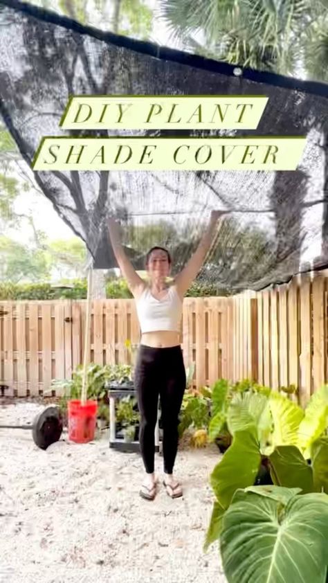 hello_happy_plants on Instagram: It’s that time of year where my north facing backyard starts to get full sun in the summertime ☀️ I spent the weekend making DIY sunshades… Garden Sun Shade Ideas Diy, Diy Shade House For Plants, Diy Shade For Plants, Diy Plant Shade, Shade Cover For Plants, Shade Cloth For Garden, Diy Shade For Garden, Garden Shade Cover Diy, Plant Shade Cover Diy