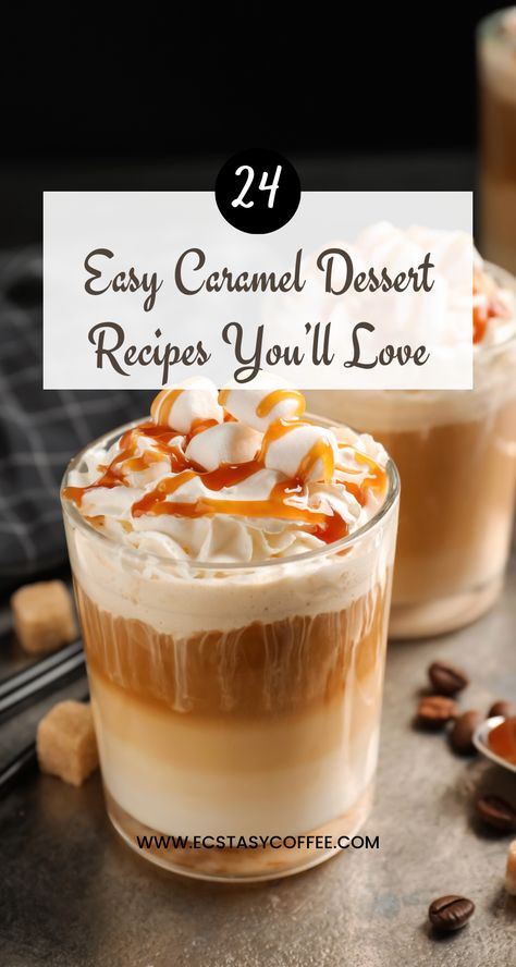 Satisfy your caramel cravings with these absolutely delightful and easy-to-make caramel dessert recipes! 🍰 From caramel apple cheesecake🍏 to gooey caramel pecan brownies, we've got the perfect treat for everyone! 😋 Save this Pin to indulge in caramel heaven. 🤩 Easy Caramel Dessert Recipes, Caramel Sauce Desserts, What To Make With Caramel Sauce, Desserts With Carmel, Caramel Christmas Desserts, Uses For Caramel Sauce, Recipes With Caramel Sauce, Things To Make With Caramel, Best Caramel Desserts