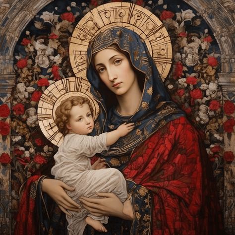 Mother Mary Images Catholic Art, Mother Mary Art, Rosary Art, Mother Mary Pictures, Catholic Artwork, مريم العذراء, Virgin Mary Art, Mother Mary Images, Catholic Pictures