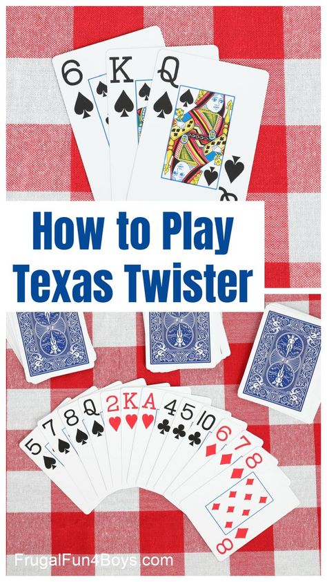 Learn how to play Texas Twister - the card game! Also called Texas Mix. This is a fast-faced trick taking game where every round is different. Fun family card game! Family Card Games, Fun Card Games, Card Games For Kids, Family Party Games, Playing Card Games, Game Storage, Family Fun Games, Family Cards, Group Games