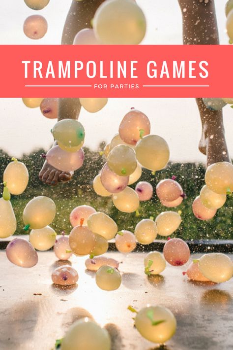 Fun Trampoline Games, Trampoline Ideas, Games For Parties, Trampoline Birthday Party, Trampoline Games, Trampoline Party, Backyard Trampoline, Water Games, Summer Fun List