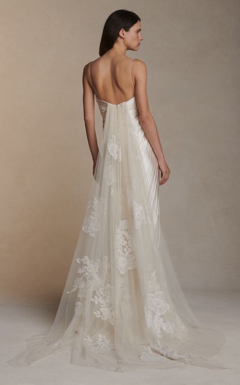 Watteau Train Wedding Dress, Bustier Wedding Dress, Silk Bridal Gown, Danielle Frankel, Minimal Wedding Dress, Column Gown, Corded Lace, Satin Gown, Wedding Dress Inspiration