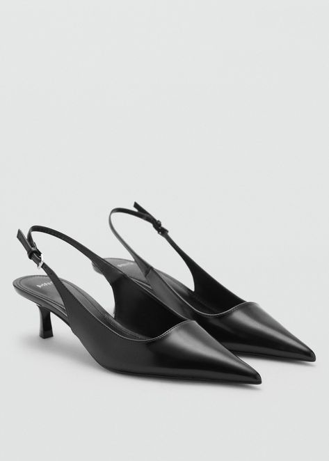 Faux leather. Slip on design. Pointed. Kitten heel. 5.5 cm heel. Buckle. Inner lining. Short Black Heels, Black Pointed Heels, Black Kitten Heels, Wishlist 2024, Kitten Heel Shoes, Pointed Heels, Kitten Heel Pumps, Black Shoes Women, Summer Color