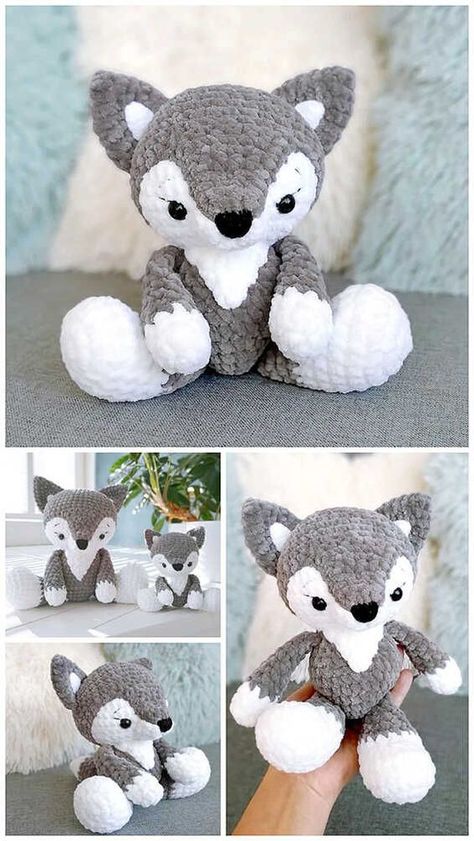 Amigurumi Wolf Free Pattern Easy crochet toys #easycrochettoys #crochet #crochettoy #crochetpattern #crochetpatterns 5.396 Wolf Pattern Crochet, Easy Fast Amigurumi, Winter Crochet Amigurumi Patterns Free, Wolf Free Crochet Pattern, Kitsune Crochet Pattern Free, Free Animal Crochet Patterns Easy, Winter Amigurumi Free Pattern, Crochet Easy Stuffed Animals, Chunky Crochet Amigurumi Free Pattern