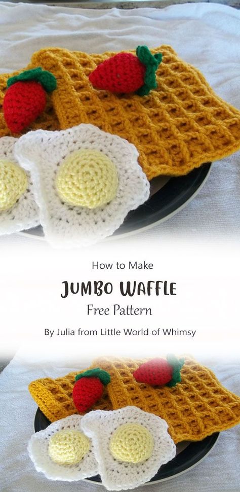 Crochet Waffle Pattern, Waffle Craft, Crochet Waffle, Amigurumi Food, Knifty Knitter, Crochet Baby Toys, Food Patterns, Crochet Food, Treat You