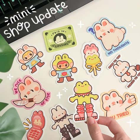 Kawaii, Sticker Uses Ideas, Etsy Shop Design, Sticker Product Photography, Sticker Business Ideas, Cute Stickers Ideas, Cute Sticker Ideas, Cute Sticker Designs, Stationary Logo