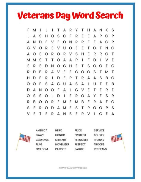 Veterans Day word search printable worksheet with 20 words to find is a fun and educational Veterans Day activity for the classroom or at home. Homeschool Veterans Day, Veterans Day Homeschool Lesson, Veterans Day Games For Kids, Veterans Day Lessons, Veteran Day Activities For Kids, Veterans Day Lesson Plans, 2nd Grade Veterans Day Activities, Veterans Day Stem Activities, Veteran's Day Activities For Kindergarten