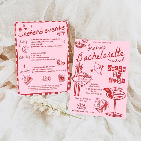 Whimsical Hand Drawn Poker Bachelorette Party Invitation Burlesque Bachelorette Party Themes, Bachelorette Party Agenda, Red Black And White Bachelorette Party, Bachelorette Cocktail Names, Lucky Bachelorette Party, Bachelorette Party Funky, Trendy Bachelorette Party Themes, Bachlorette Itinary, Cat Themed Bachelorette Party