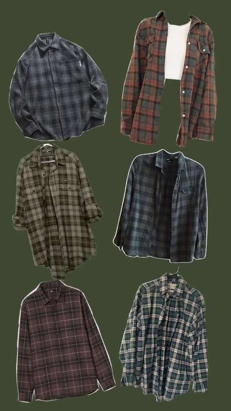 Charlie Spring Inspired Outfits, Green Flannel Aesthetic, Dark Green Flannel Outfit, Green Flannel Outfit Aesthetic, Charlie Spring Aesthetic Clothes, Cryptidcore Aesthetic Outfits, Green Flannel Outfit, Ftm Fashion, Flannel Outfits Aesthetic