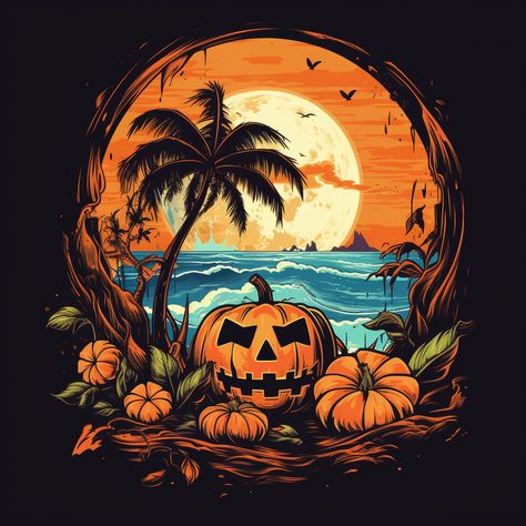 Halloween beach scene Hawaii Halloween, Tropical Halloween, Halloween Beach, Doctor Halloween, Halloween Craft, Halloween Images, Beach Scene, Beach Scenes, Halloween Nails